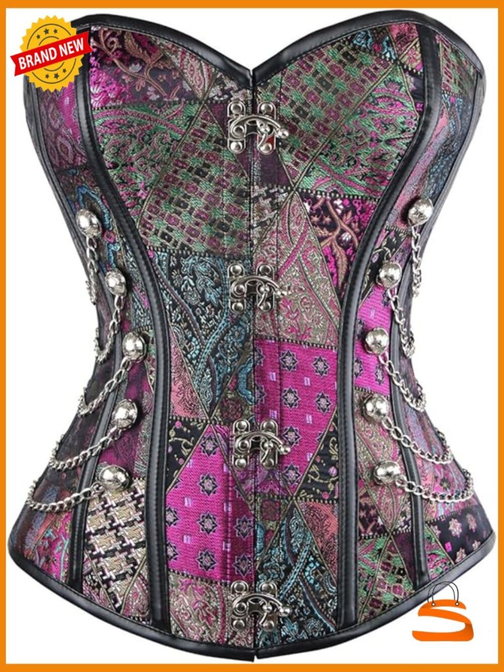 Spiral Steel Boned Steampunk Gothic Bustier Corset Hourglass Shape